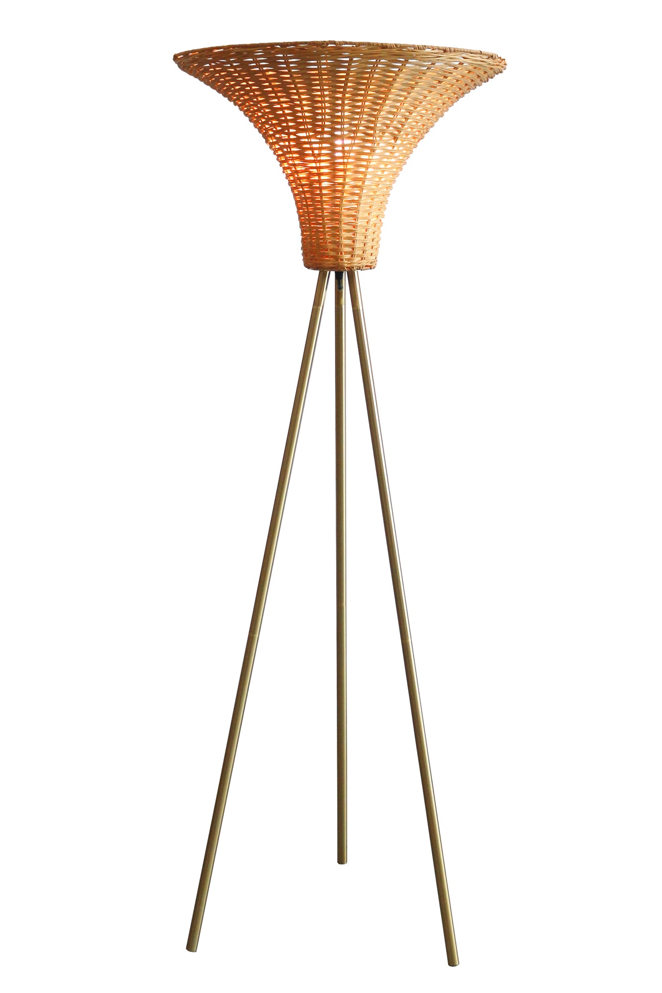 Sales Fever - Stehleuchte mit Geflechtschirm Messing/Natur 150 cm
