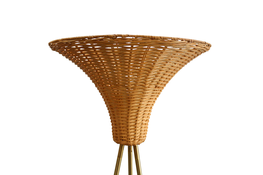 Sales Fever - Stehleuchte mit Geflechtschirm Messing/Natur 150 cm