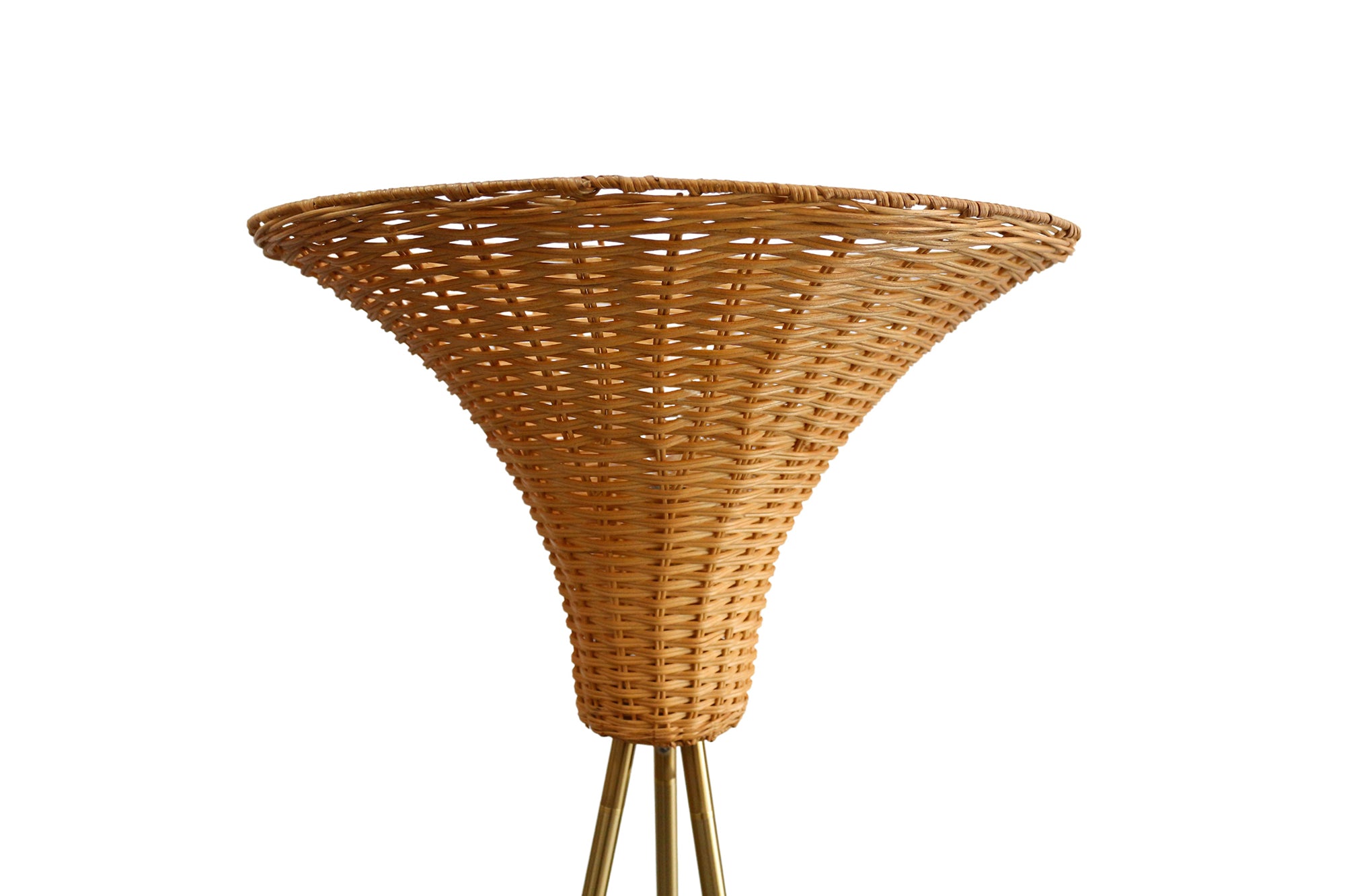 Sales Fever - Stehleuchte mit Geflechtschirm Messing/Natur 150 cm