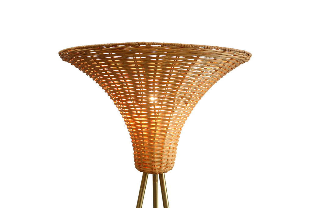 Sales Fever - Stehleuchte mit Geflechtschirm Messing/Natur 150 cm