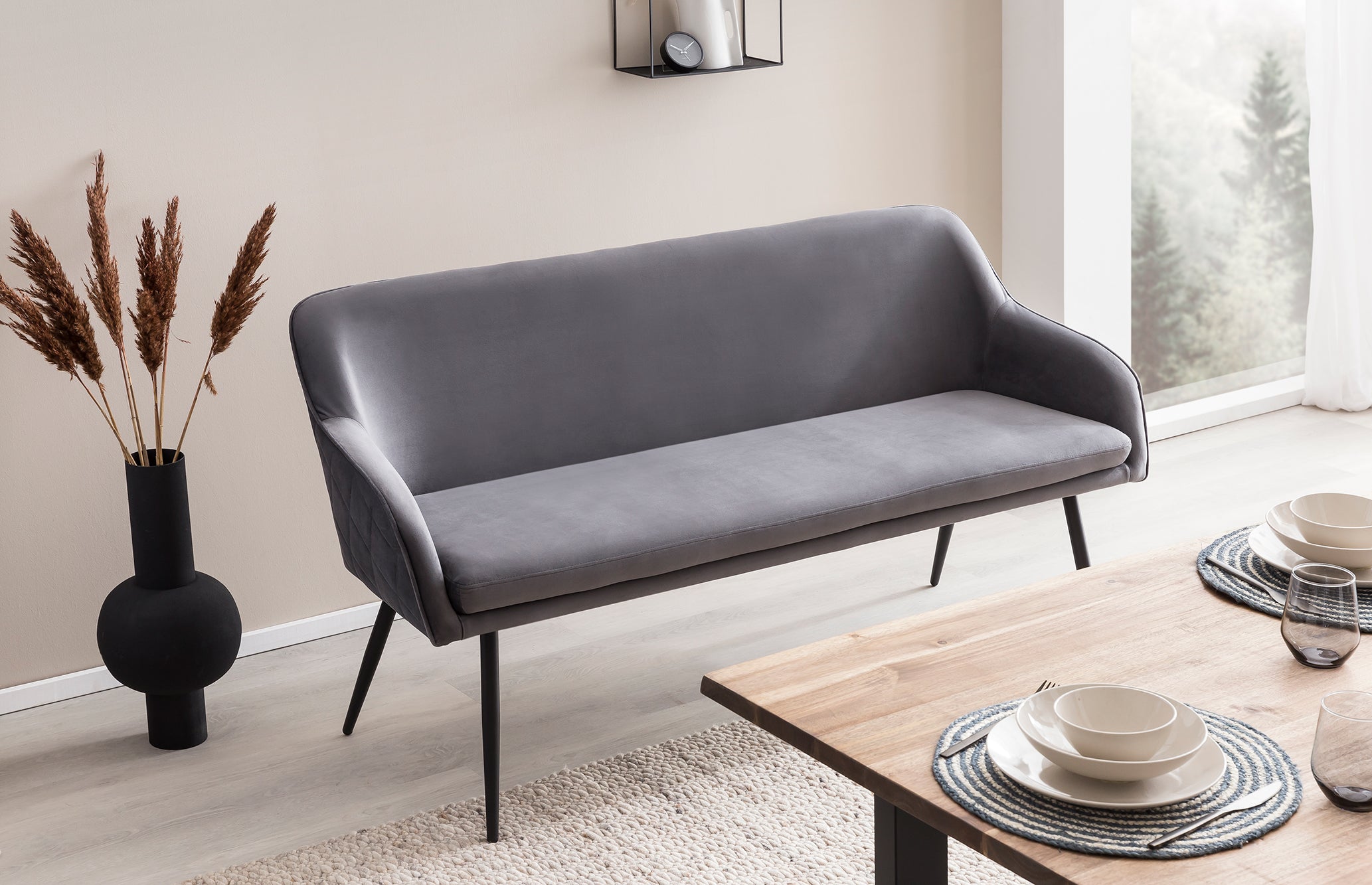 Sales Fever - Sitzbank 160 cm Samt Grau