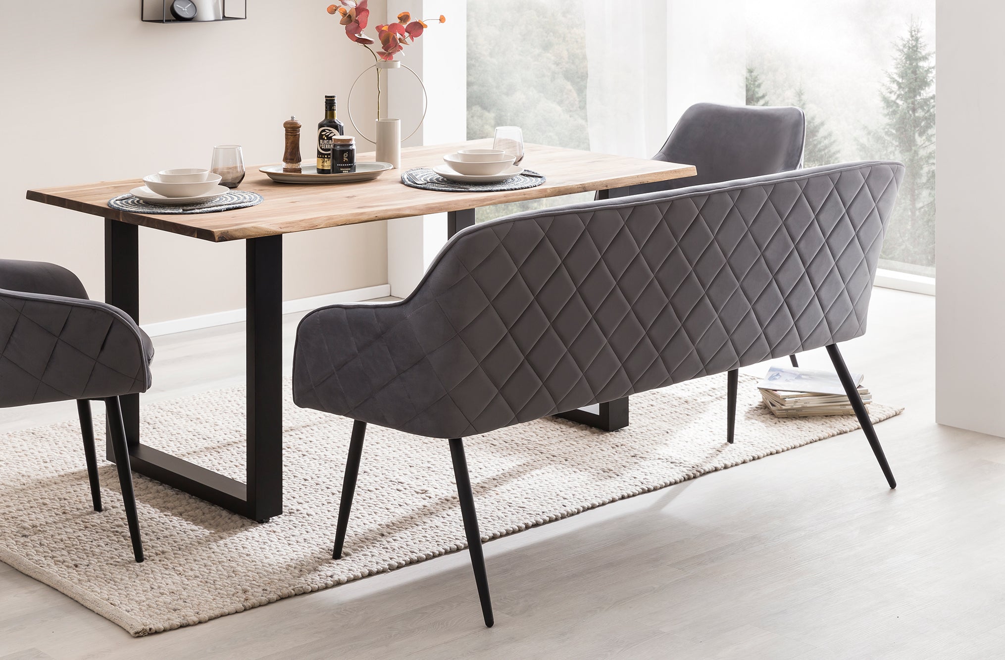 Sales Fever - Sitzbank 160 cm Samt Grau