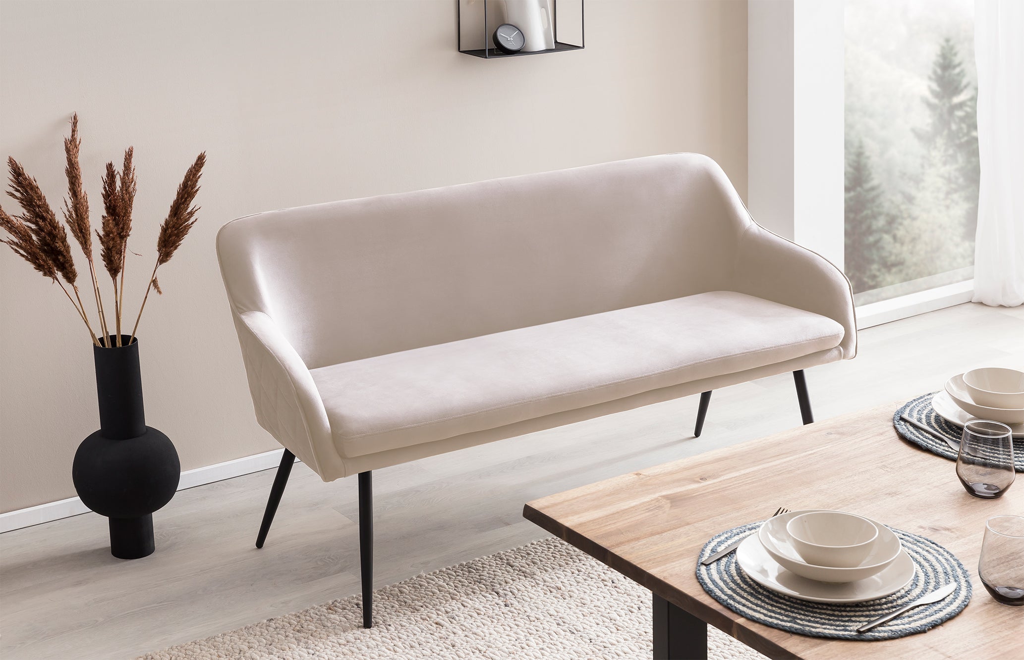 Sales Fever - Sitzbank 160 cm Samt Creme