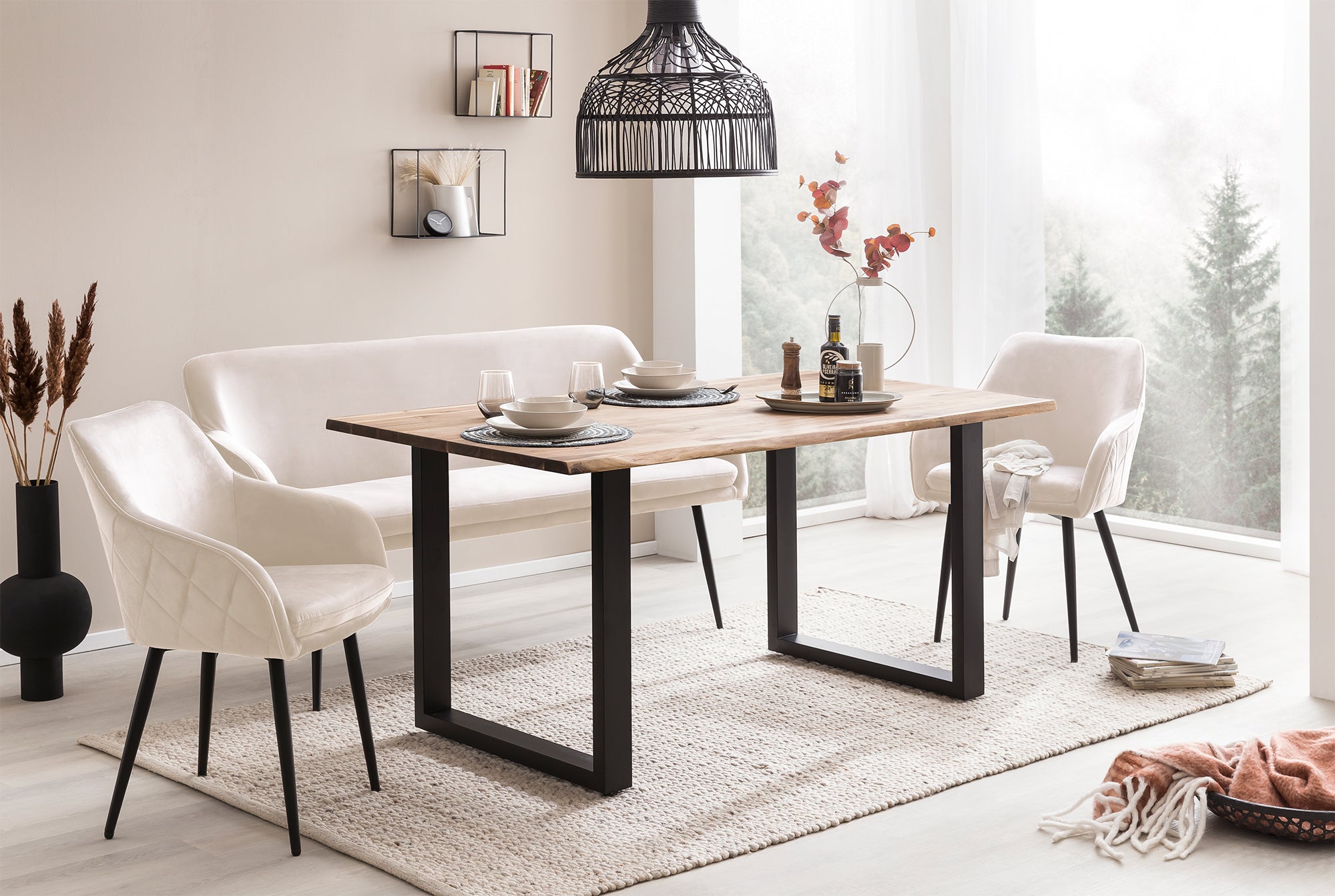 Sales Fever - Sitzbank 160 cm Samt Creme
