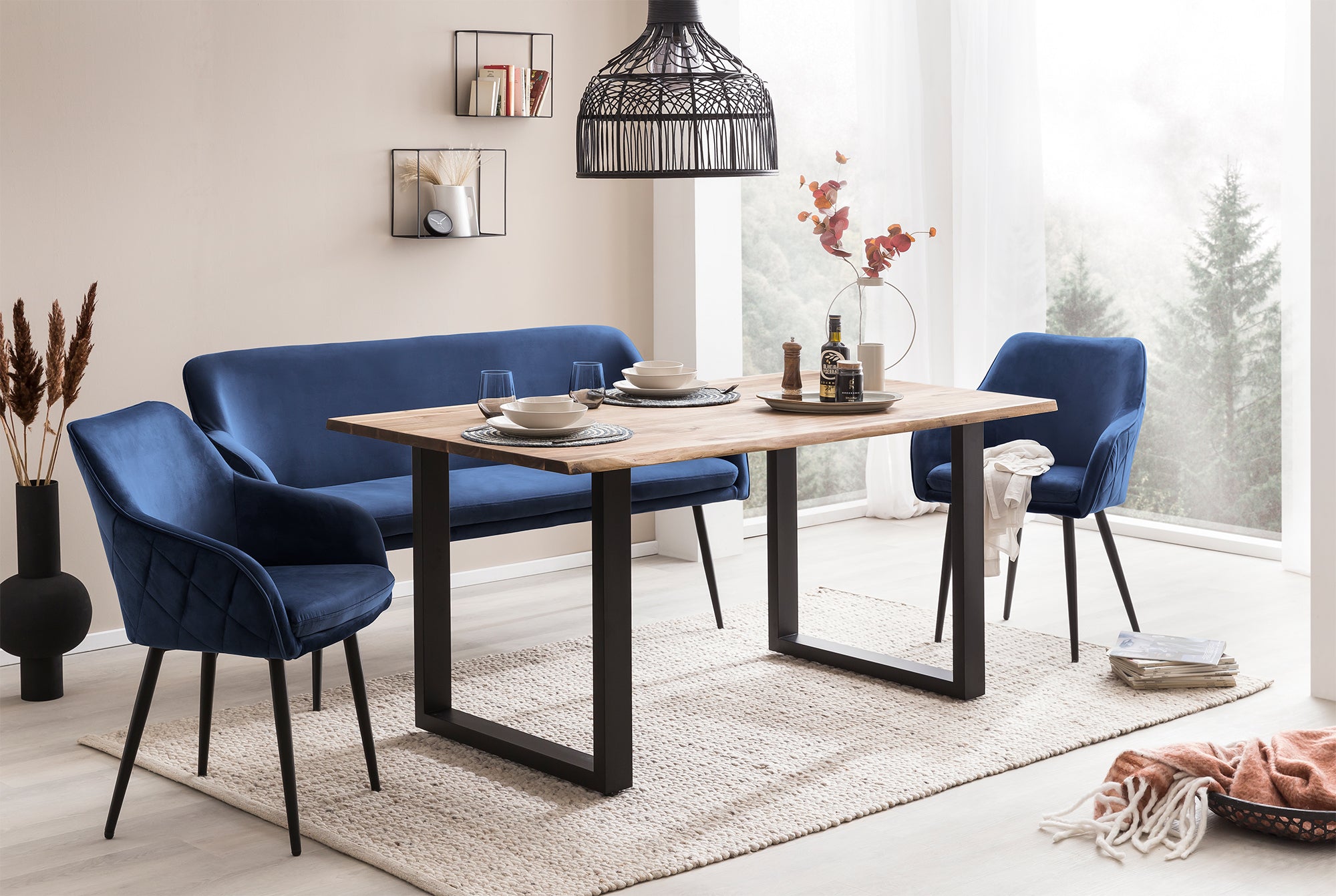 Sales Fever - Sitzbank 160 cm Samt Blau