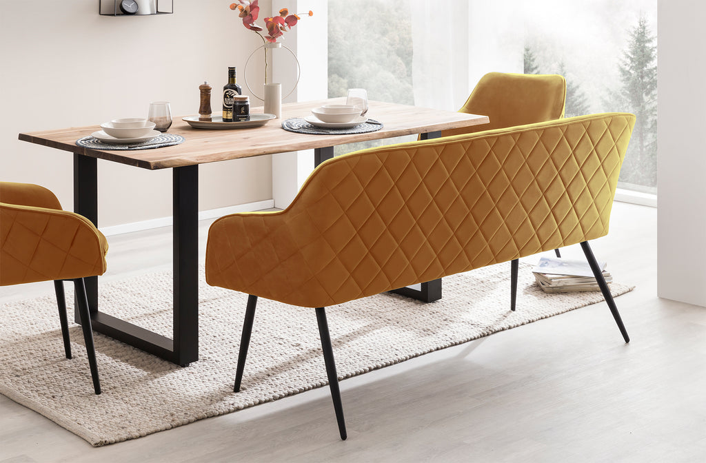Sales Fever - Sitzbank 160 cm Samt Senfgelb