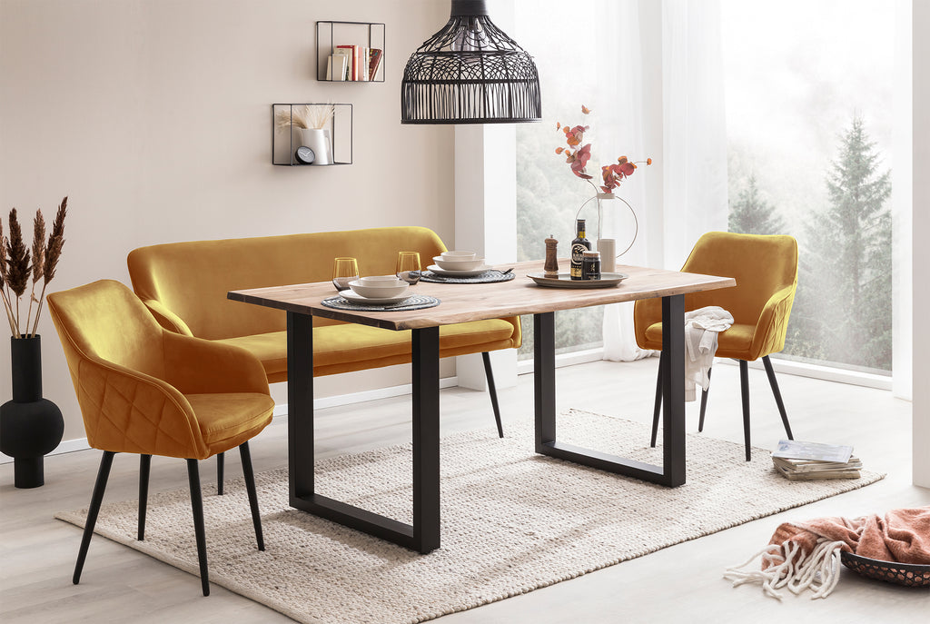 Sales Fever - Sitzbank 160 cm Samt Senfgelb
