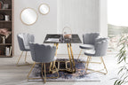 Sales Fever - Muschelstuhl aus Samt 2er Set Hellgrau#