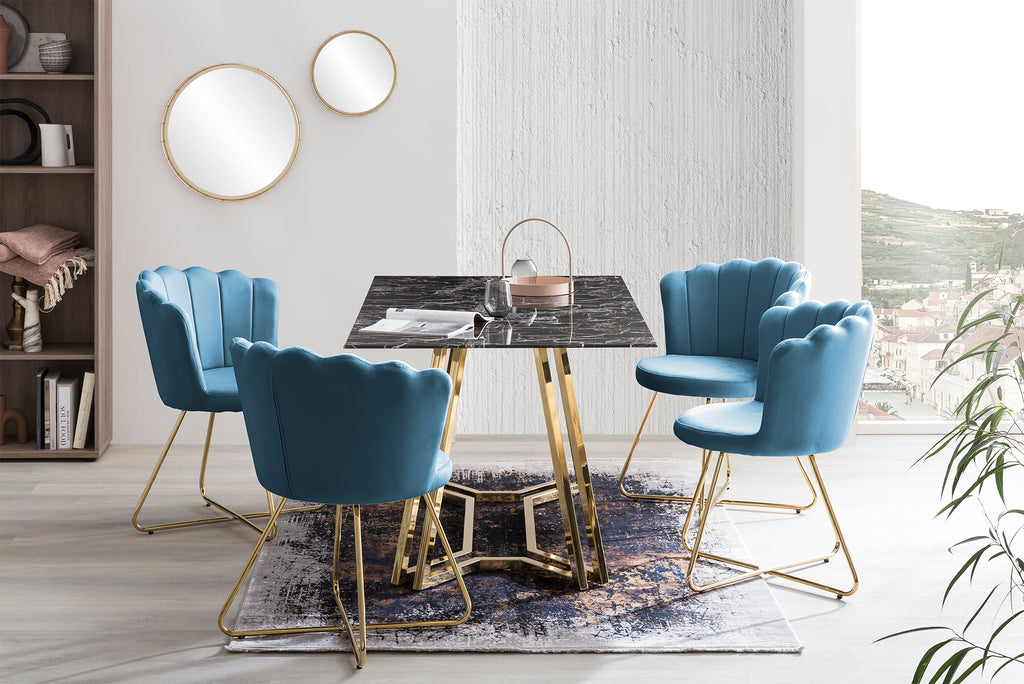 Sales Fever - Muschelstuhl aus Samt 2er Set Blau