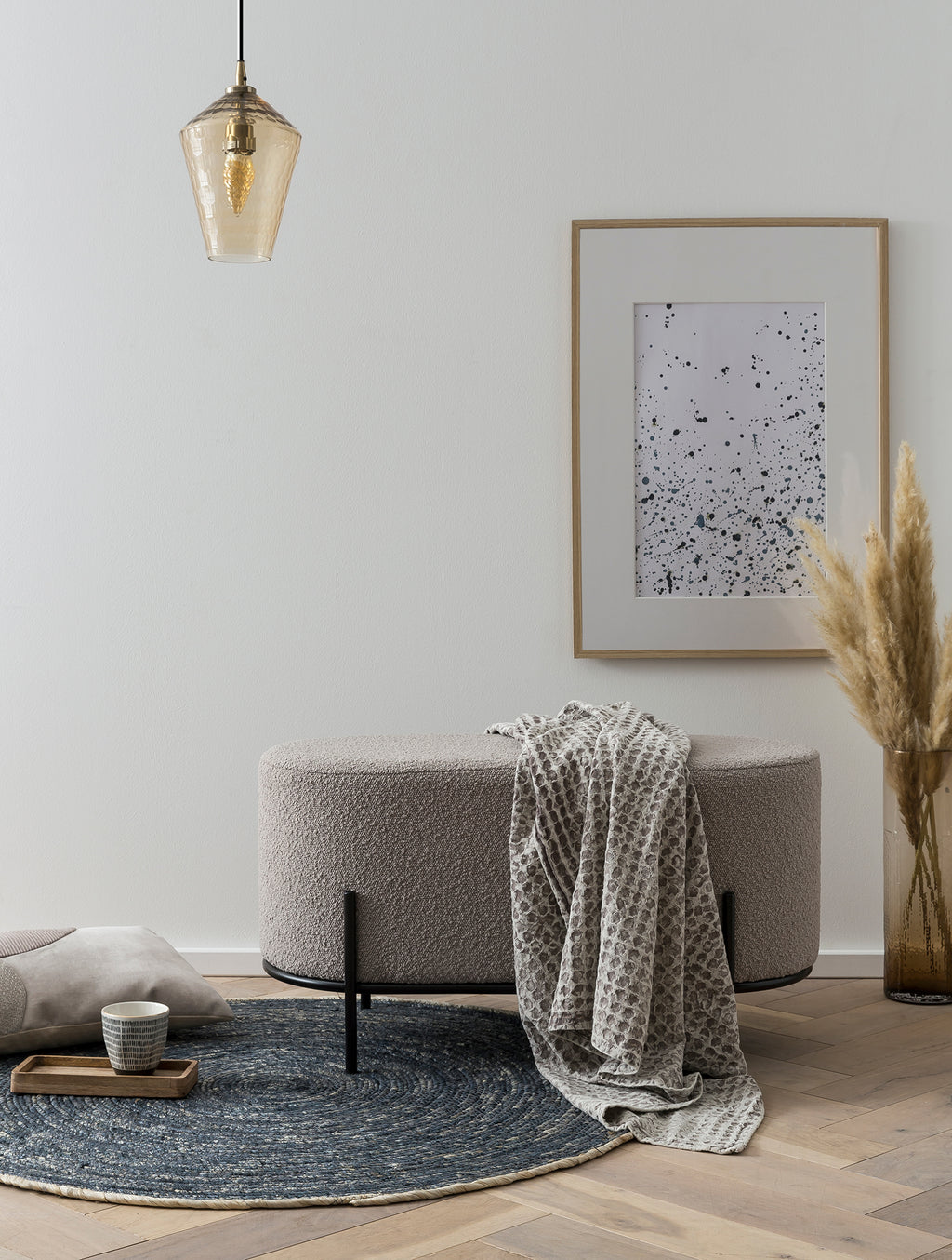 Sales Fever - Polsterhocker Bouclé Stoff Taupe