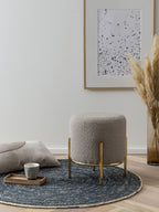 Sales Fever - Polsterhocker Ø35 cm Bouclé Stoff Taupe#