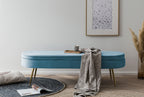 Sales Fever - Sitzpouf oval lang aus Samt Blau#