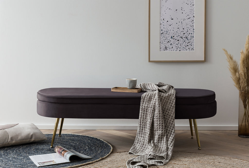 Sales Fever - Sitzpouf oval lang aus Samt Schwarz#