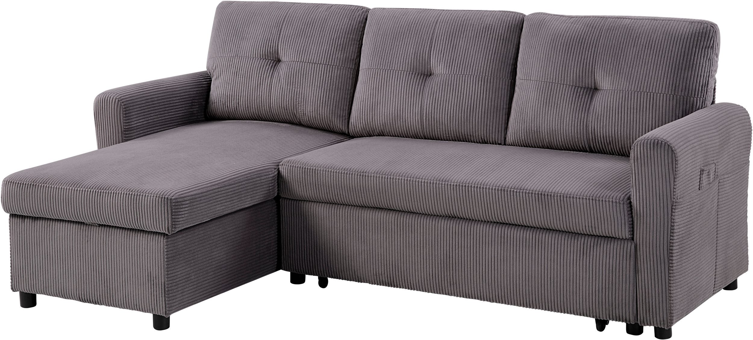 Ecksofa Cord Grau