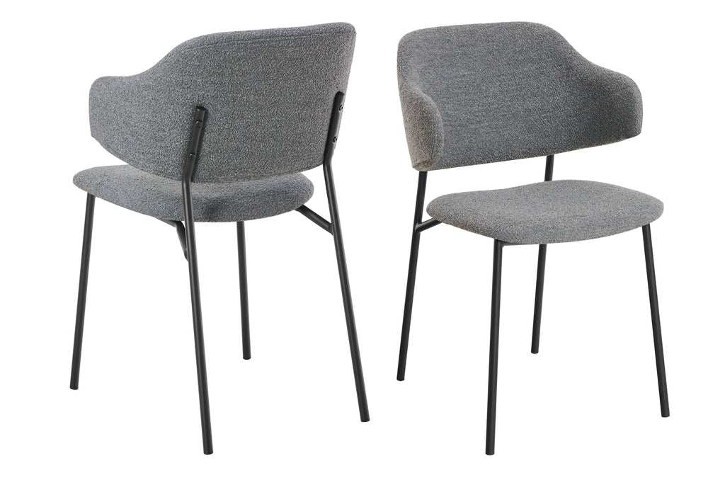 Sales Fever - Armlehnstuhl Bouclé 2er Set Dunkelgrau