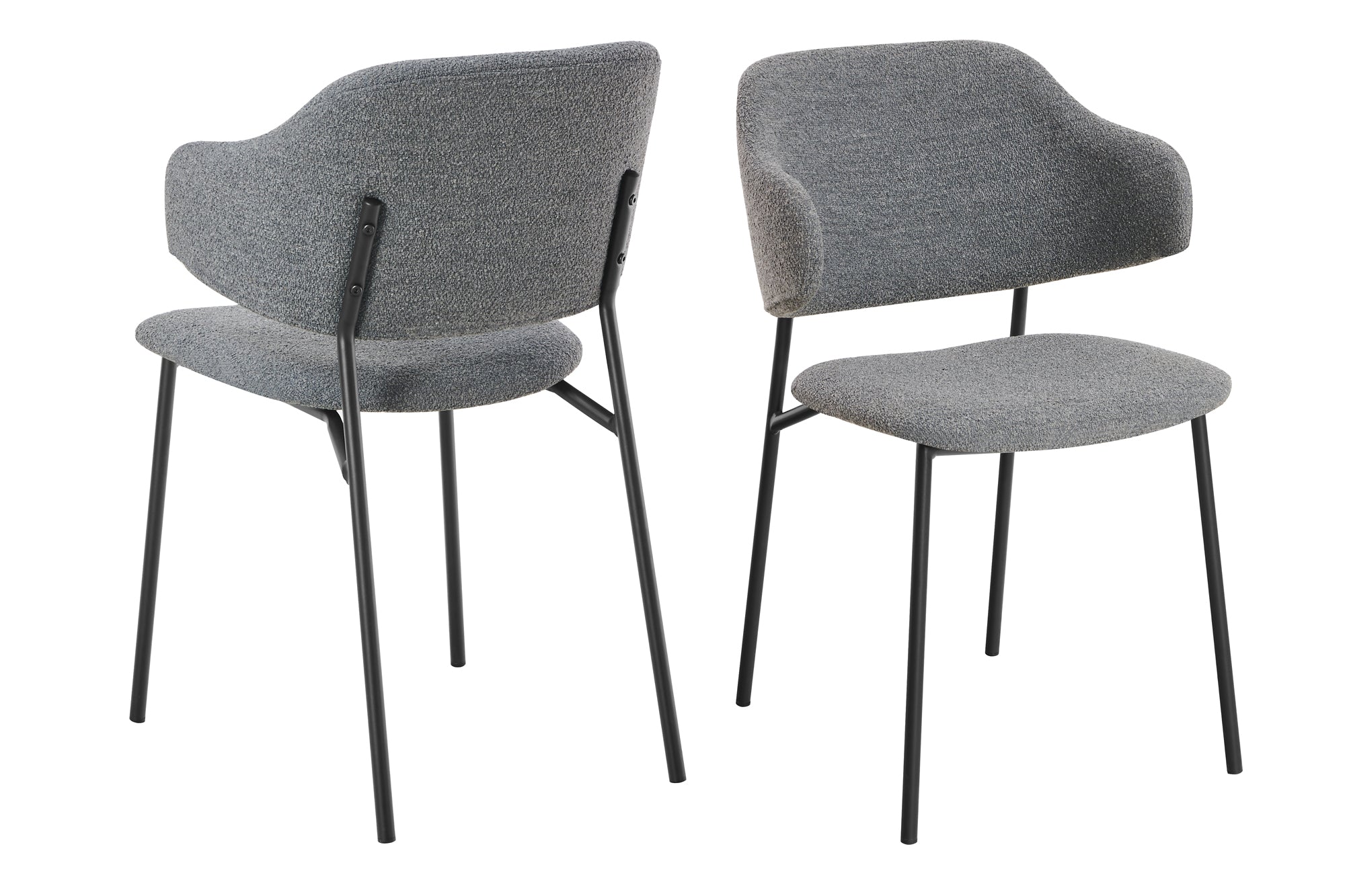 Sales Fever - Armlehnstuhl Bouclé 2er Set Dunkelgrau