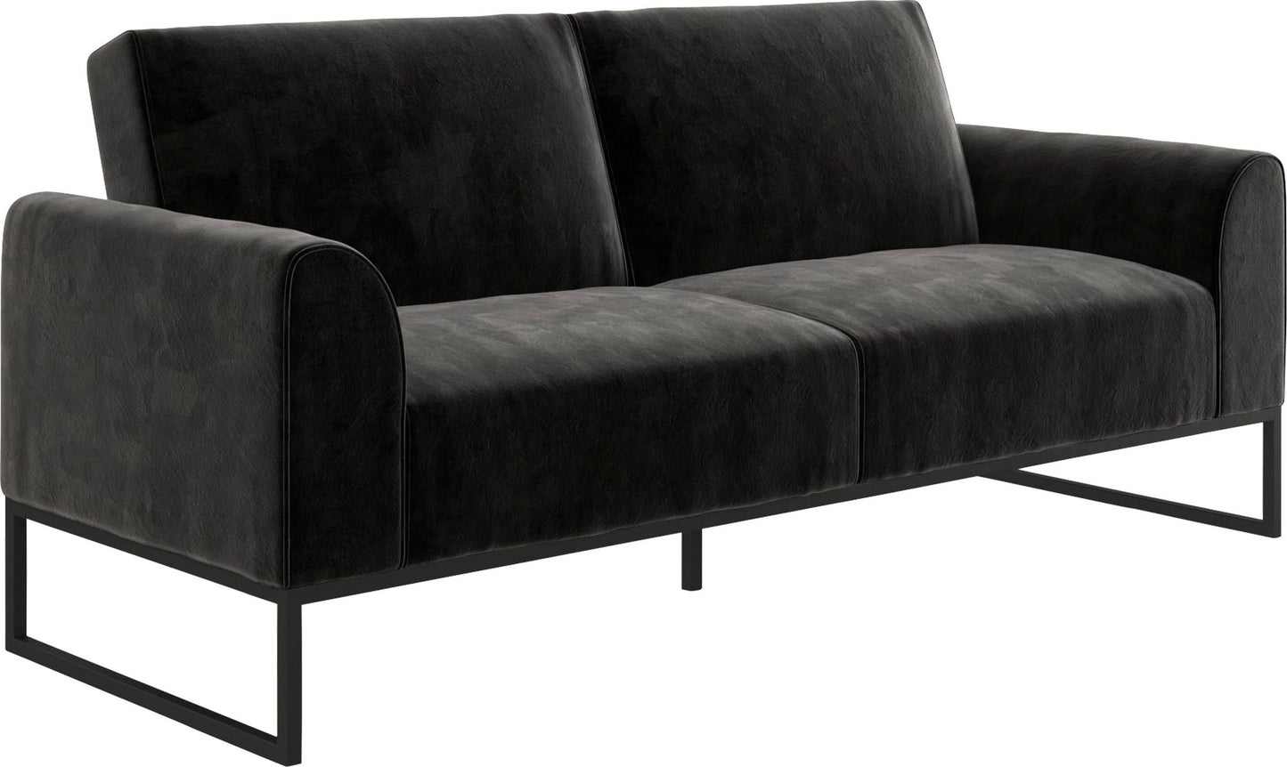 Schlafsofa 3-Sitzer Velour Schwarz