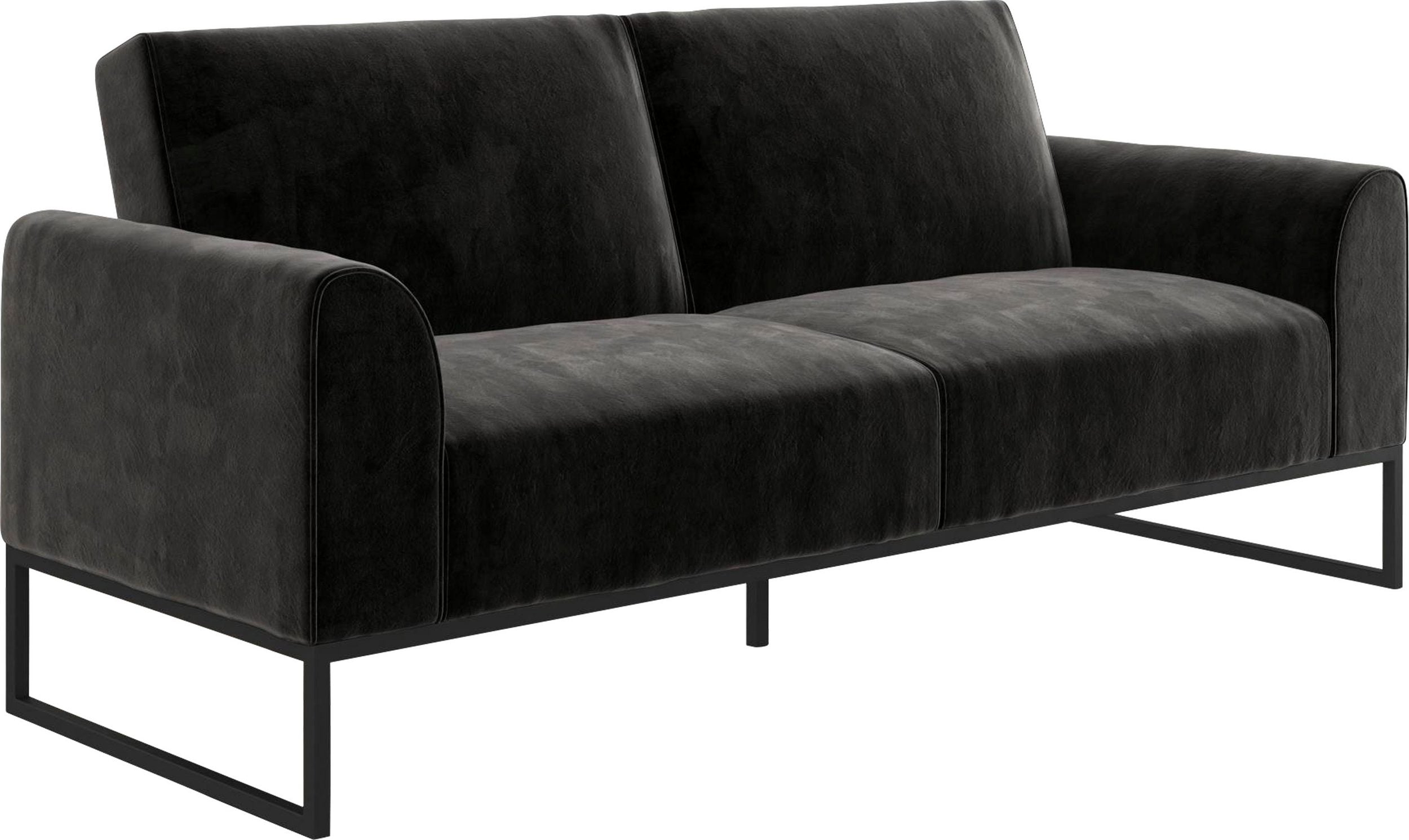 Schlafsofa 3-Sitzer Velour Schwarz