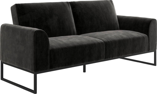 Schlafsofa 3-Sitzer Velour Schwarz