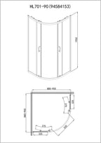 Duschkabine abgerundet 80cm New Trento