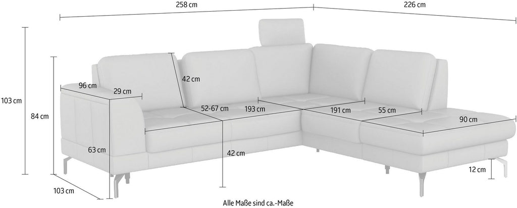 Wohnlandschaft Bendigo mit Sitztiefenverstellung Echtleder