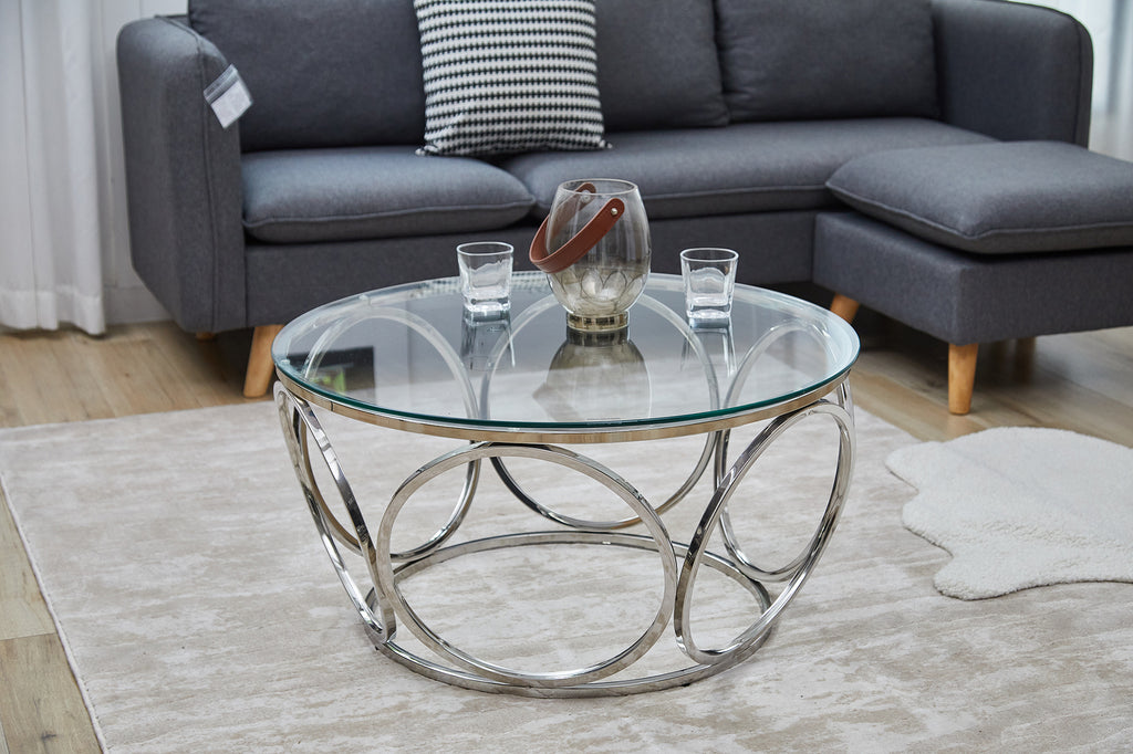 Sales Fever - Couchtisch Ø 80 cm Silber/Klarglas