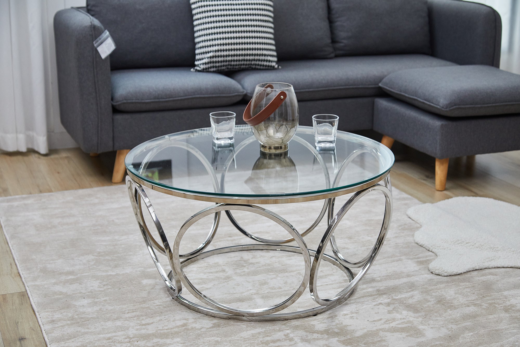 Sales Fever - Couchtisch Ø 80 cm Silber/Klarglas