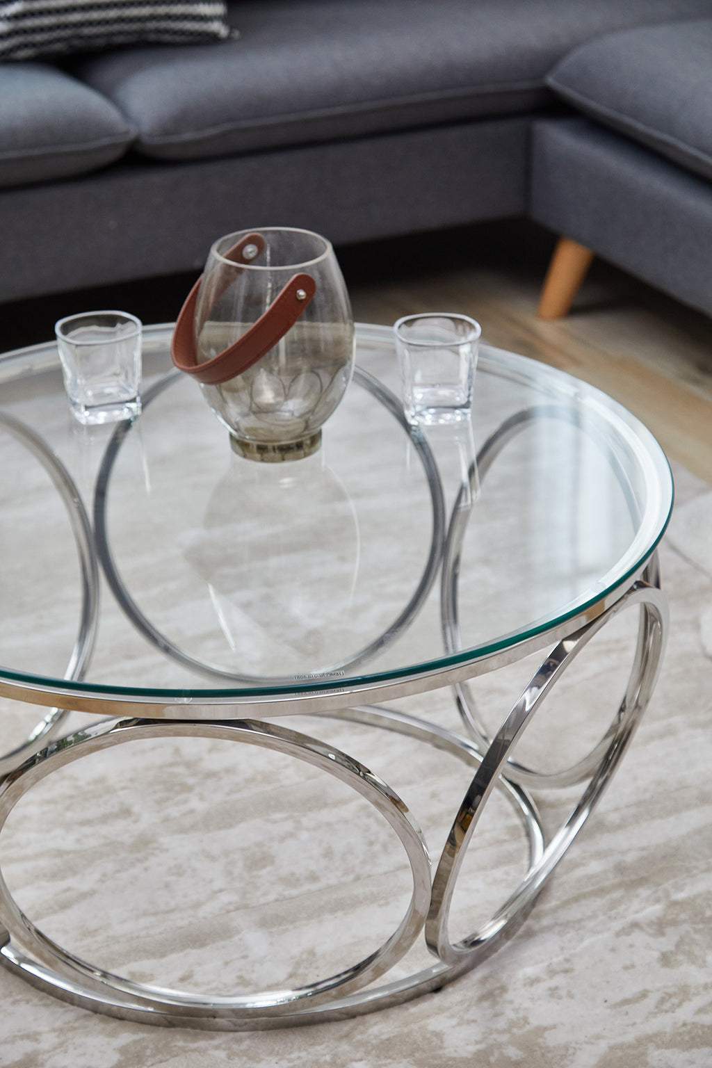 Sales Fever - Couchtisch Ø 80 cm Silber/Klarglas