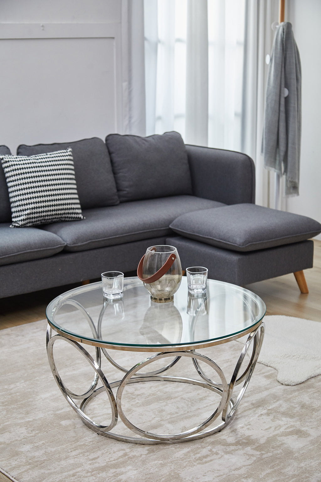 Sales Fever - Couchtisch Ø 80 cm Silber/Klarglas