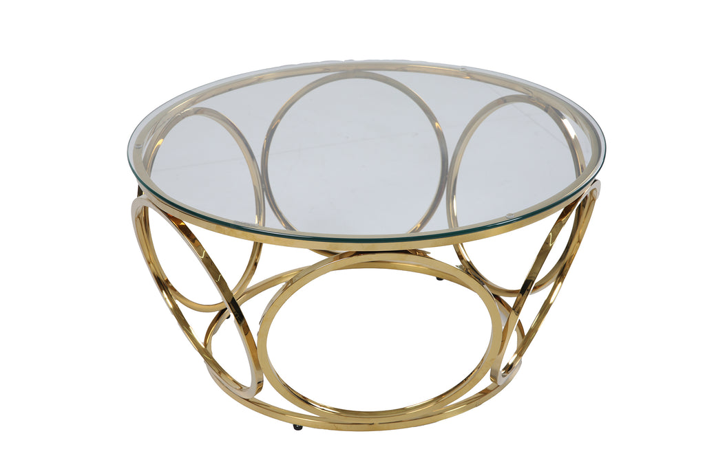 Sales Fever - Couchtisch Ø 80 cm Gold/Klarglas#