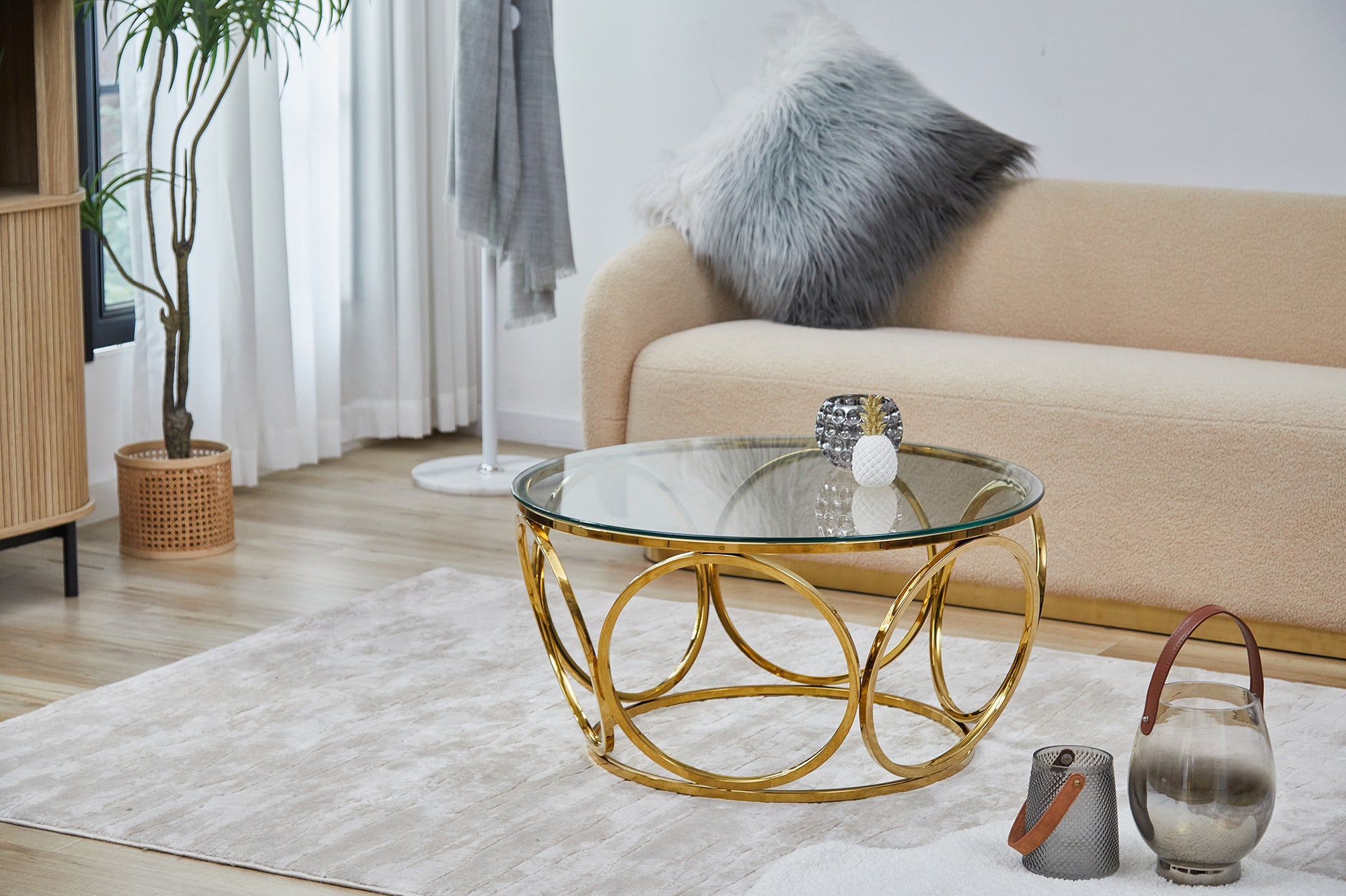 Sales Fever - Couchtisch Ø 80 cm Gold/Klarglas#