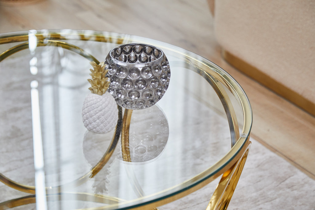 Sales Fever - Couchtisch Ø 80 cm Gold/Klarglas#