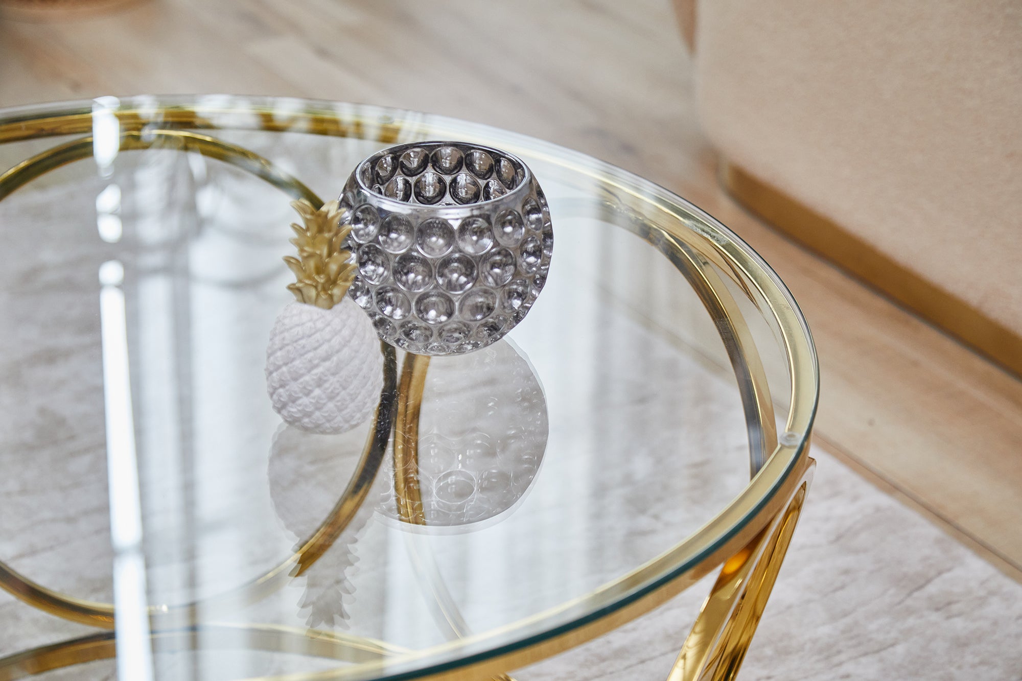 Sales Fever - Couchtisch Ø 80 cm Gold/Klarglas#