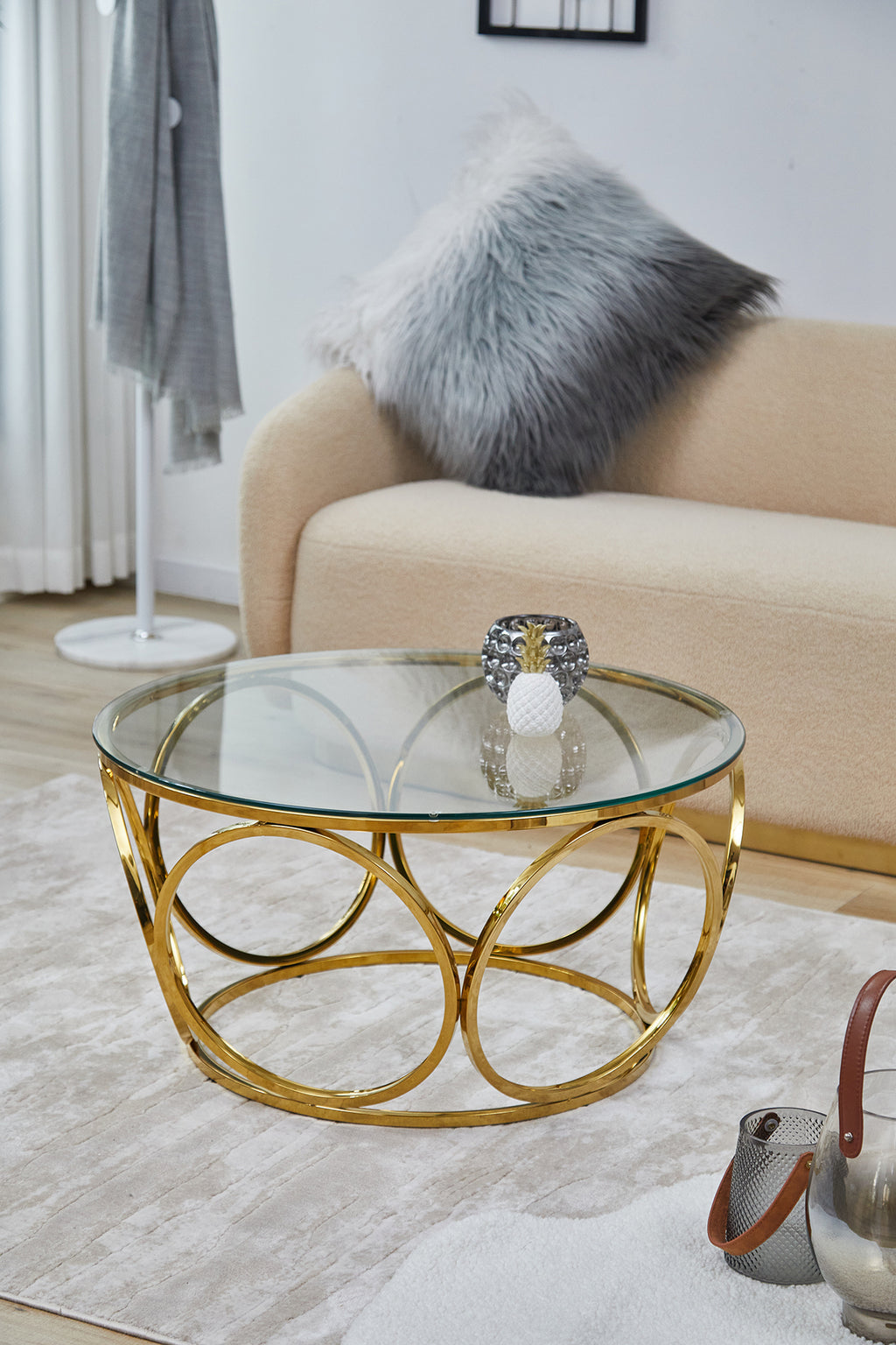 Sales Fever - Couchtisch Ø 80 cm Gold/Klarglas#