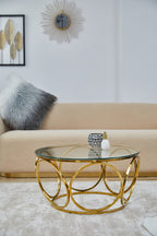 Sales Fever - Couchtisch Ø 80 cm Gold/Klarglas#