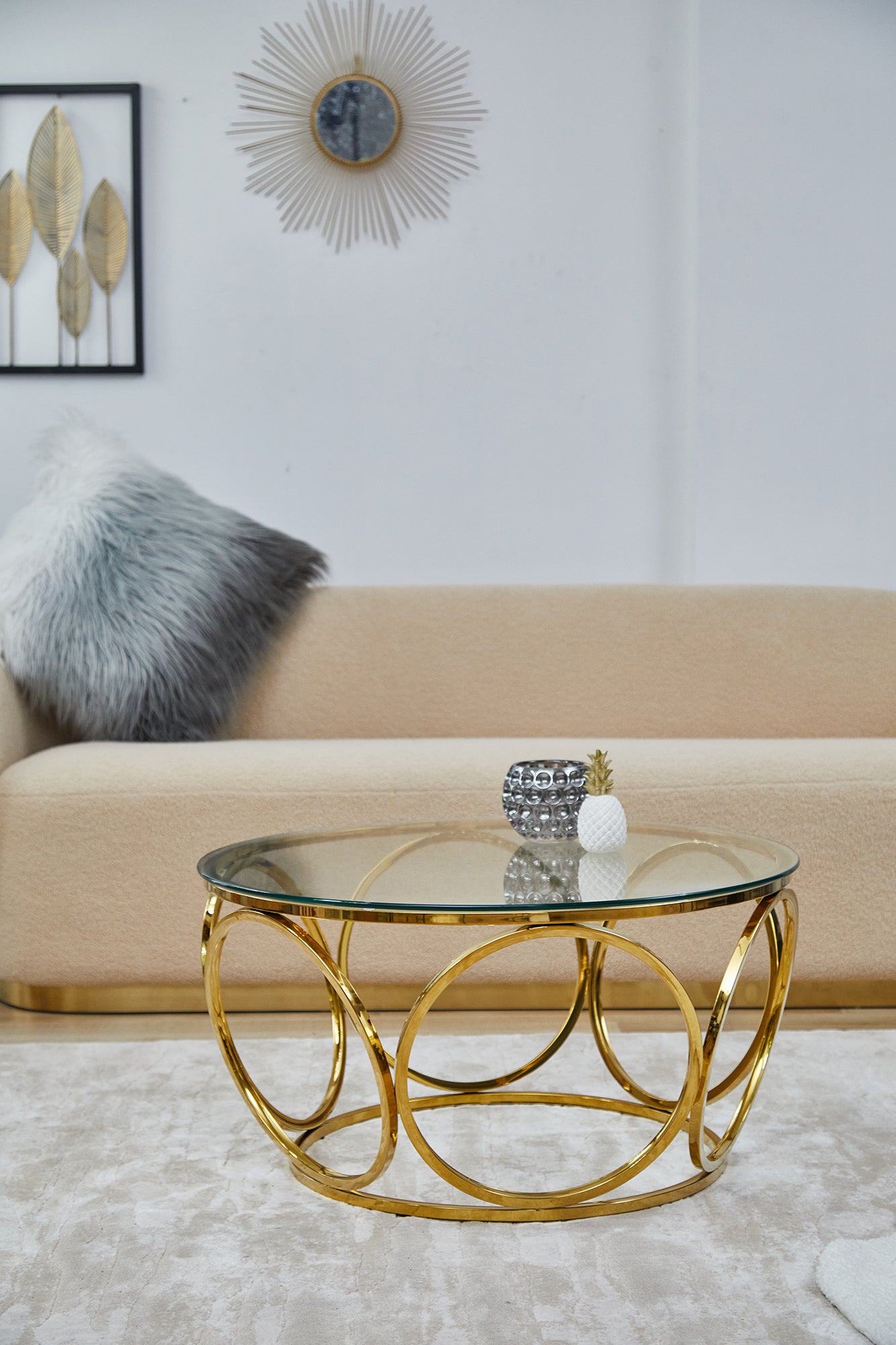 Sales Fever - Couchtisch Ø 80 cm Gold/Klarglas#