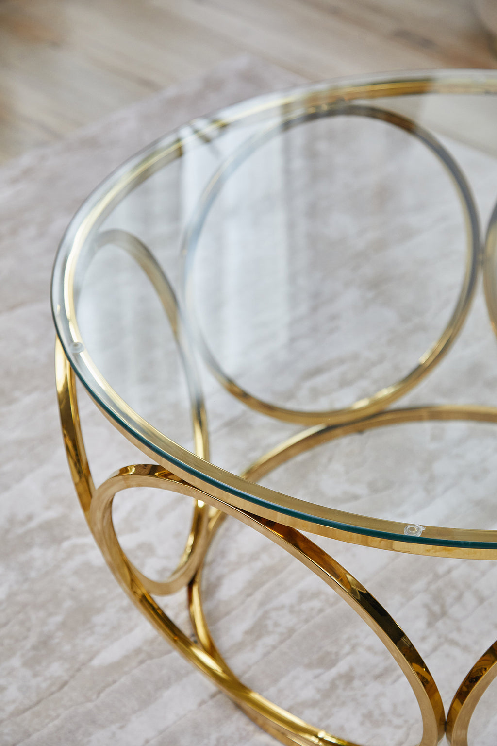 Sales Fever - Couchtisch Ø 80 cm Gold/Klarglas#