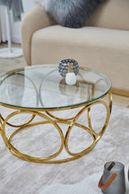Sales Fever - Couchtisch Ø 80 cm Gold/Klarglas#