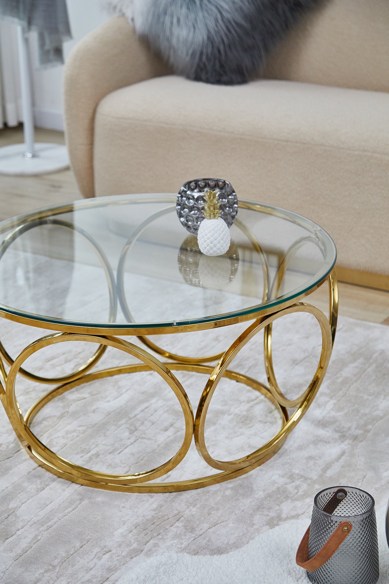 Sales Fever - Couchtisch Ø 80 cm Gold/Klarglas#