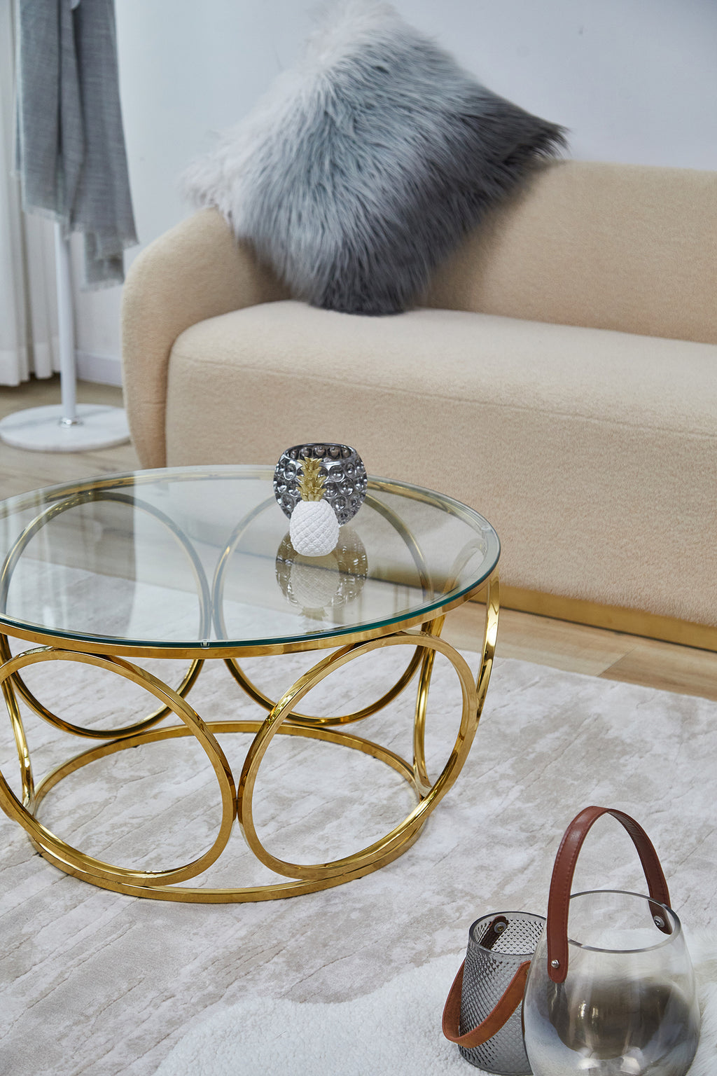 Sales Fever - Couchtisch Ø 80 cm Gold/Klarglas#