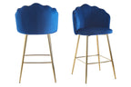 Sales Fever - Barhocker Muscheldesign 2er Set aus Samt Dunkelblau#