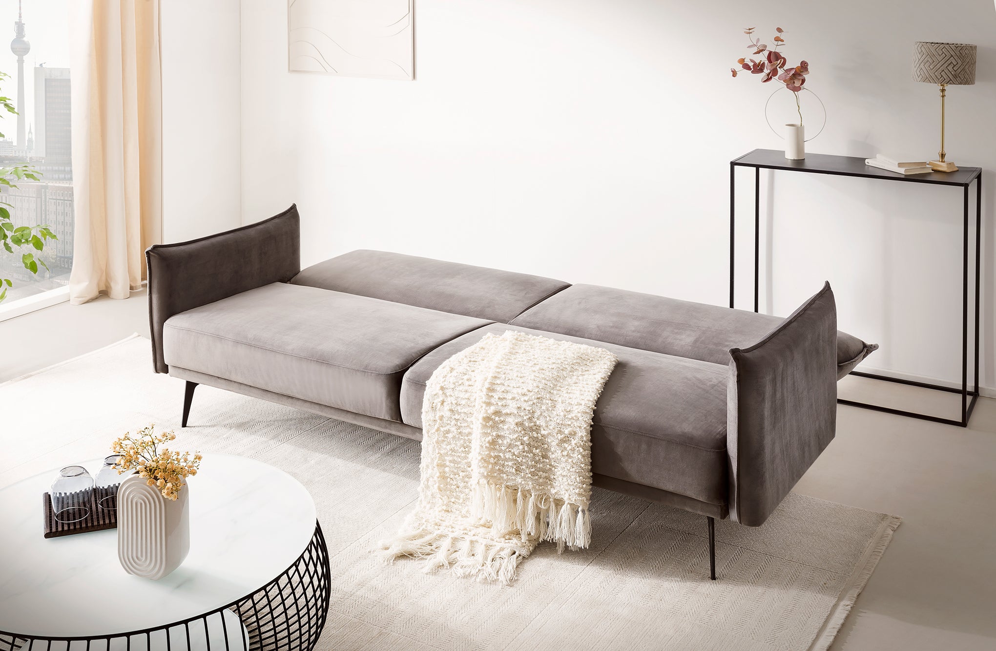 Sales Fever - 3-Sitzer Sofa Samt Grau
