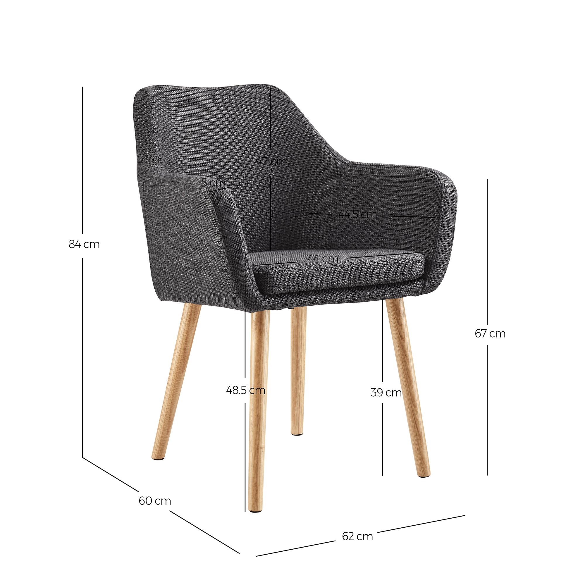 Sales Fever - Armlehnstuhl Strukturstoff Dunkelgrau