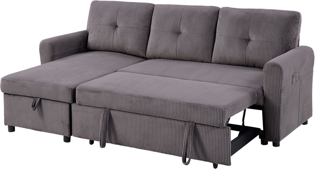 Ecksofa Cord Grau