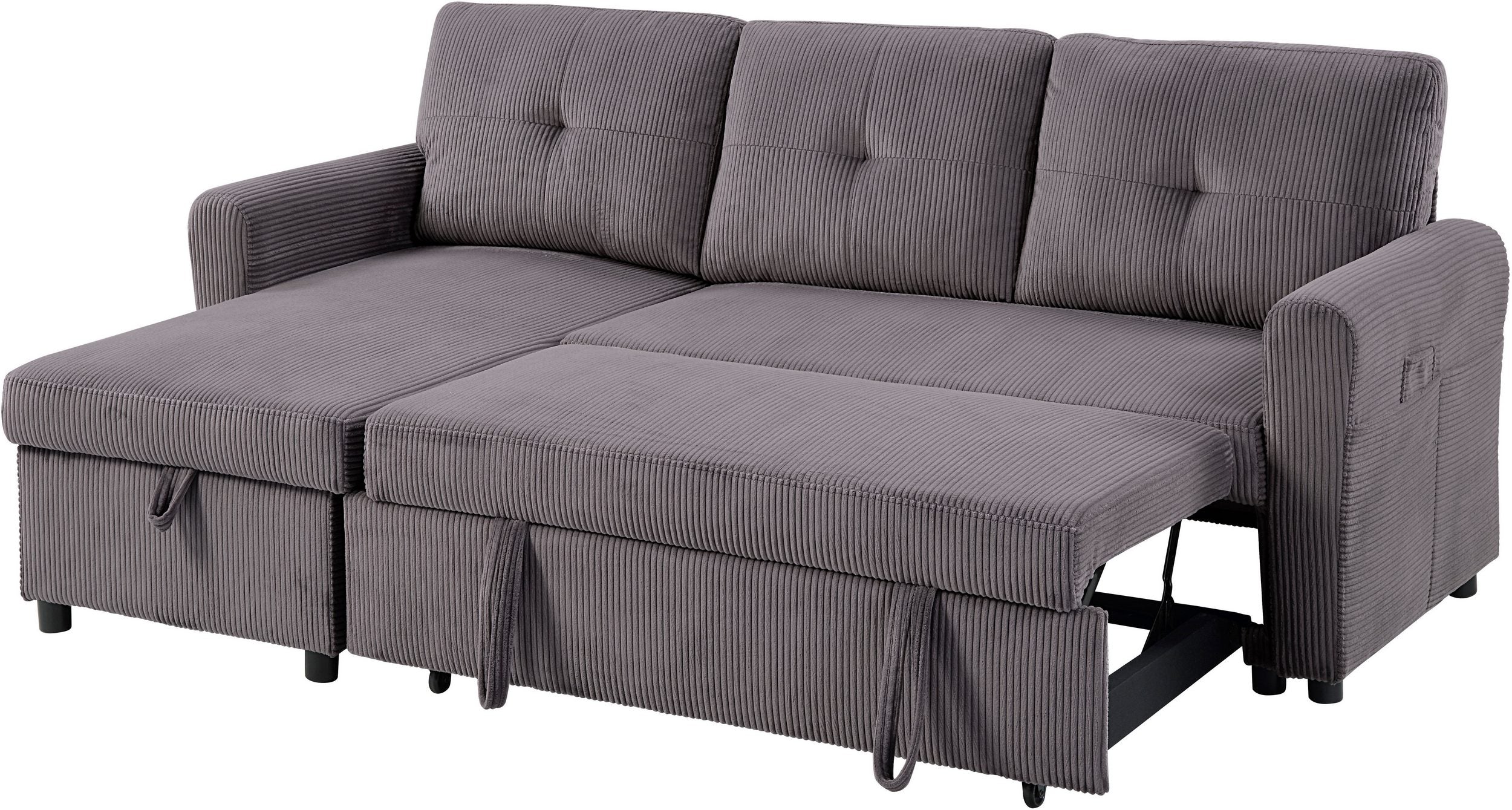 Ecksofa Cord Grau