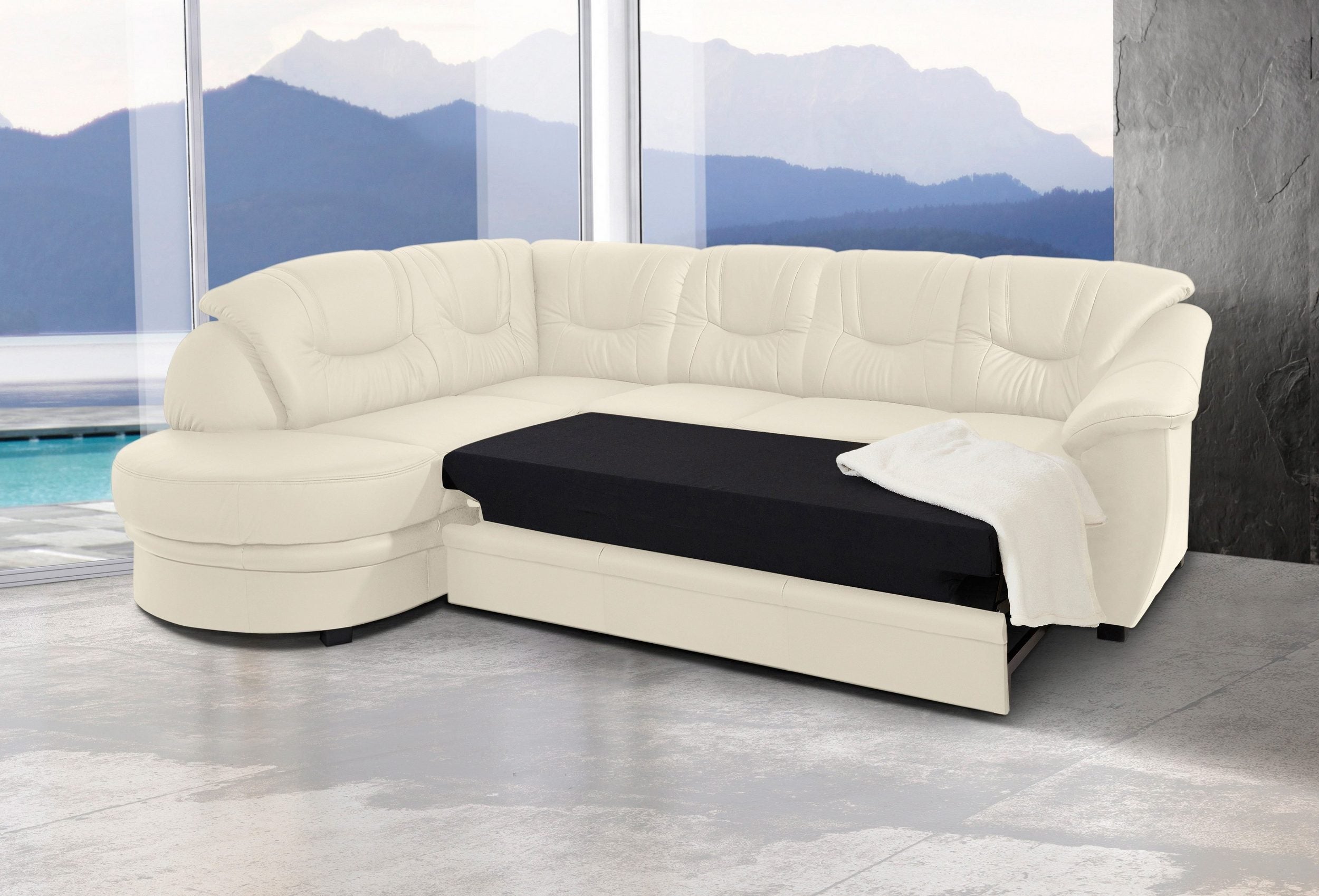 Ecksofa mit Federkern Naturleder