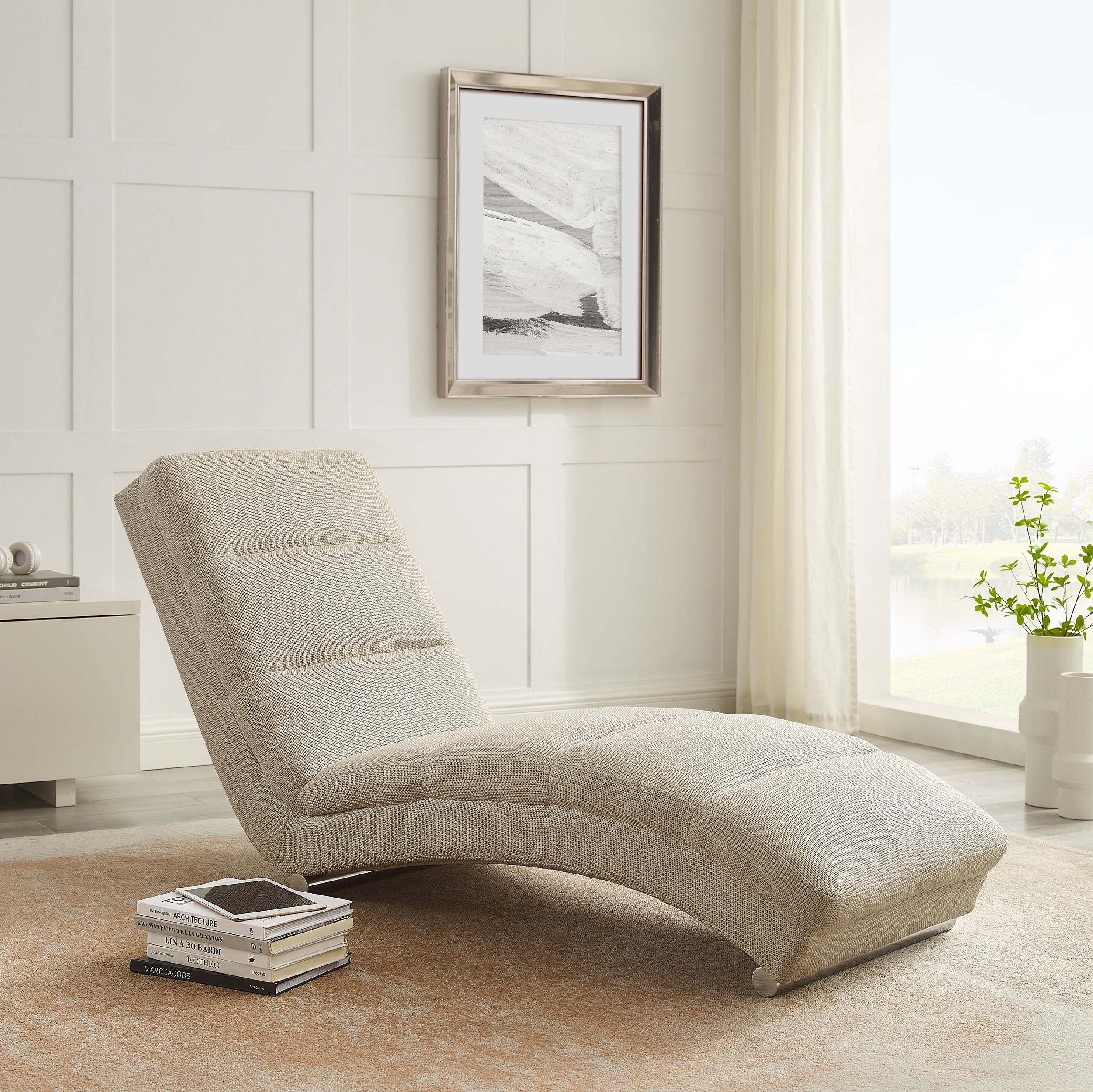 Sales Fever - Chaiselongue Strukturstoff Beige