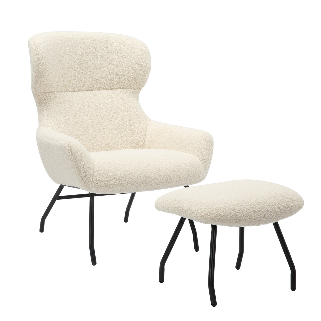 Sales Fever - Sessel und Hocker Set Teddyfell Beige