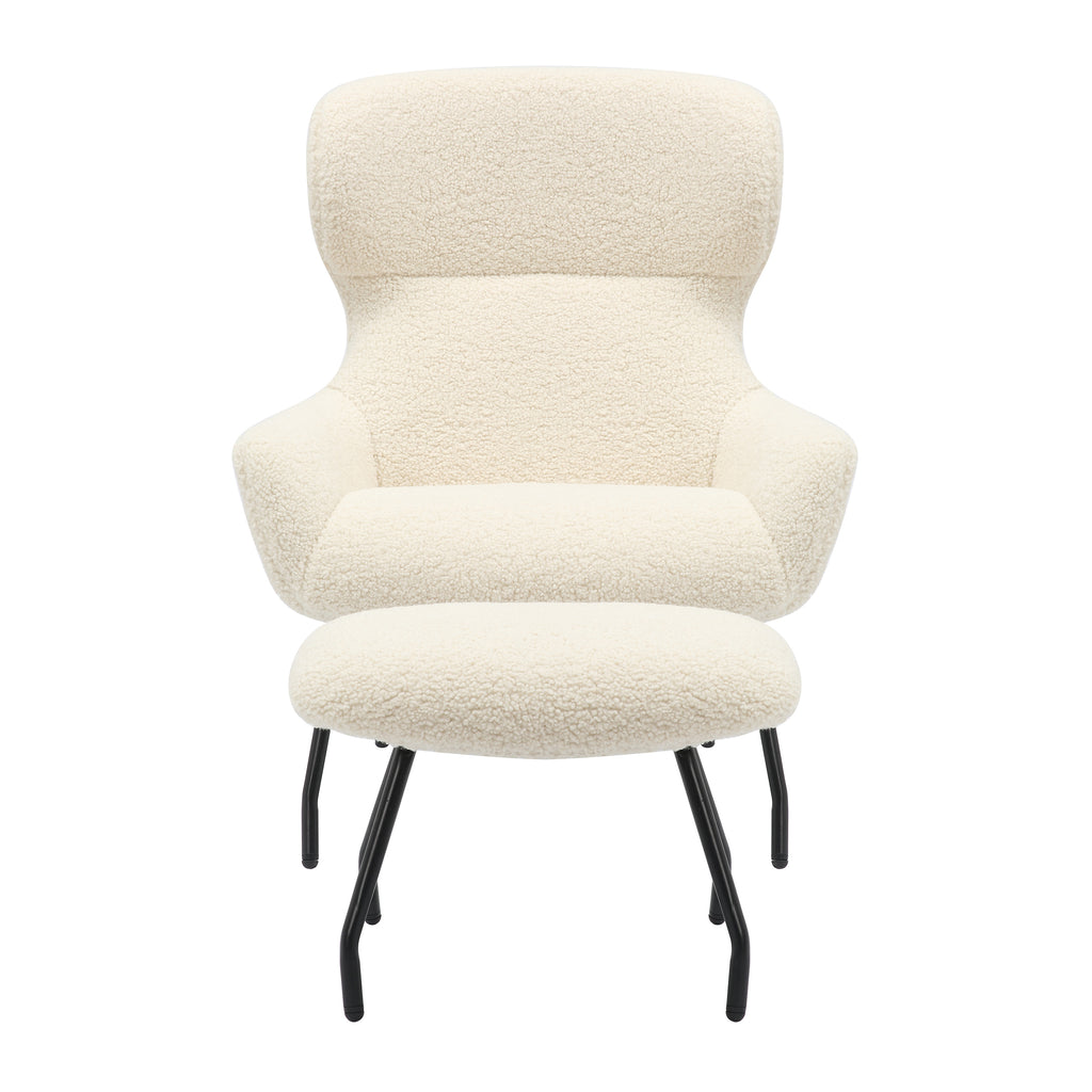 Sales Fever - Sessel und Hocker Set Teddyfell Beige