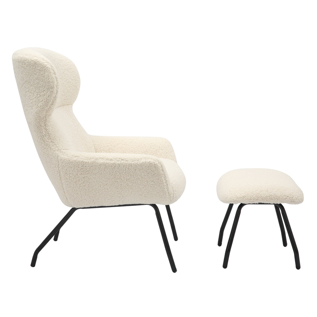 Sales Fever - Sessel und Hocker Set Teddyfell Beige